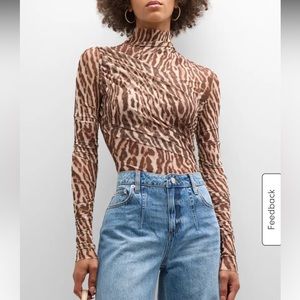 SER.O.YA Sana Cheetah Mock-Neck Top SIZE L